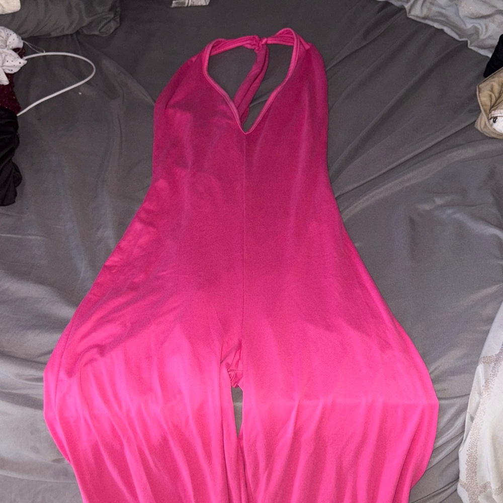 Vibrant Pink Halter Jumpsuit